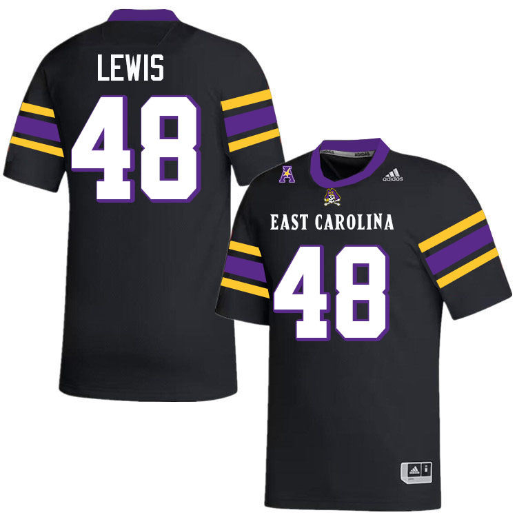 #48 Landon Lewis East Carolina Pirates College Football Jersey Stitched-Black